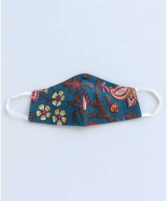 Blue cotton printed stitched   frock 6