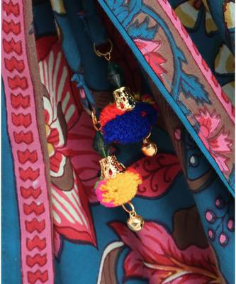 Blue cotton printed stitched   frock 10