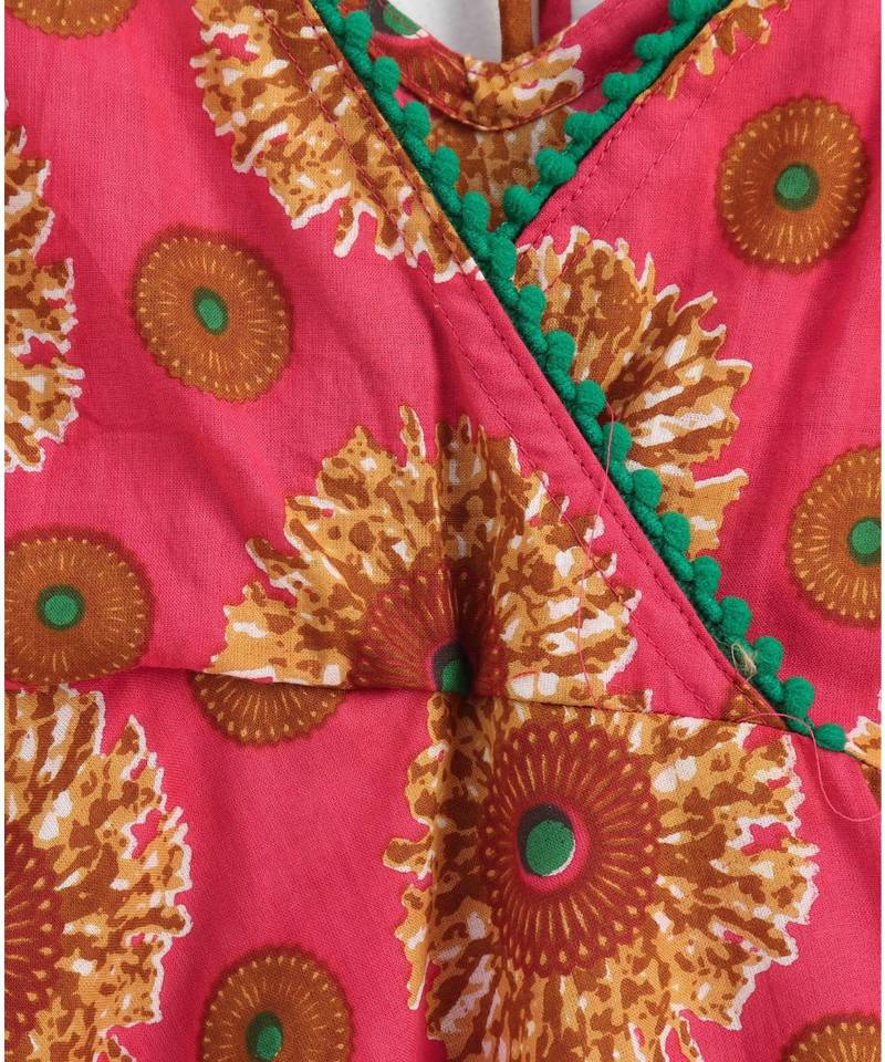 Pink cotton printed stitched   frock