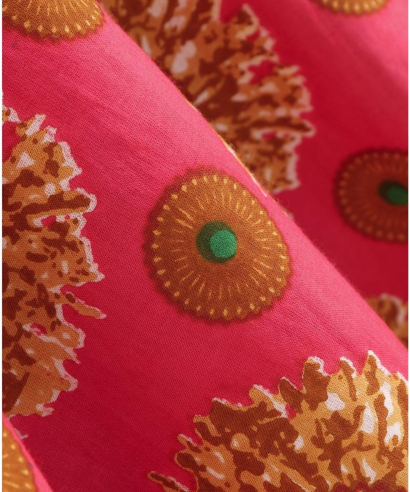 Pink cotton printed stitched   frock