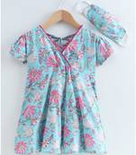 Blue cotton printed stitched   frock