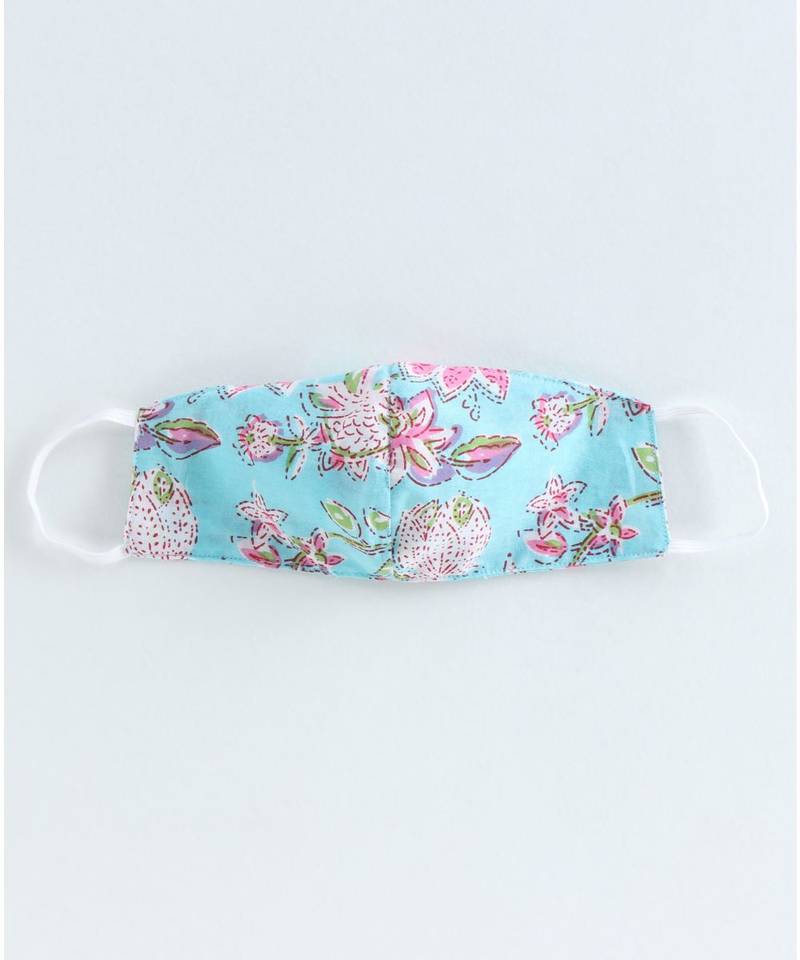 Blue cotton printed stitched   frock