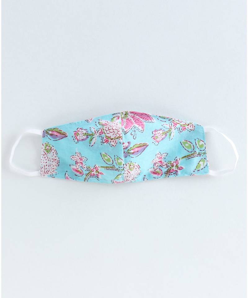 Blue cotton printed stitched   frock