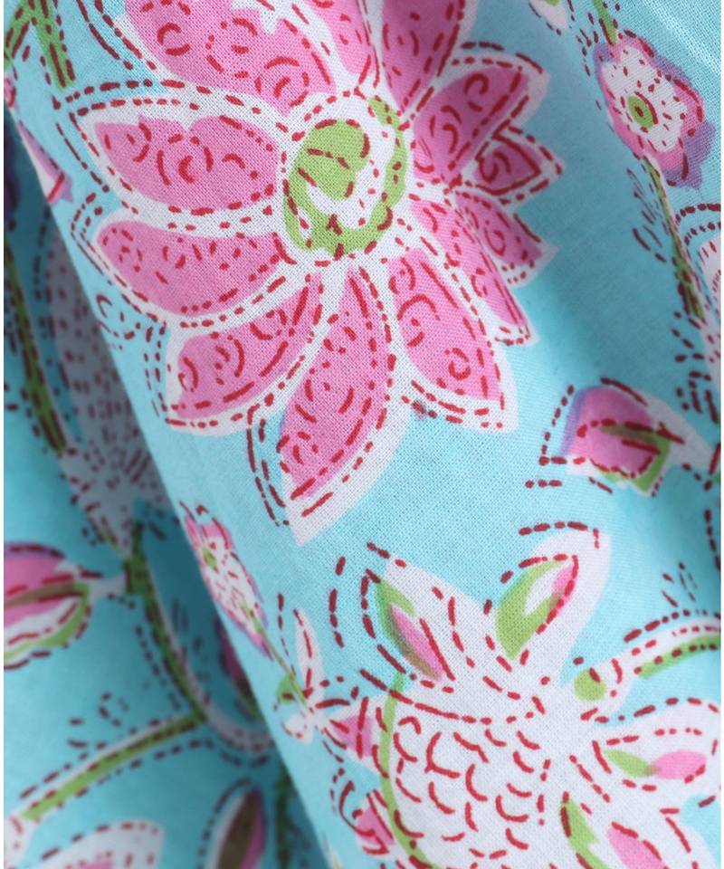 Blue cotton printed stitched   frock