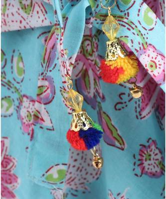 Blue cotton printed stitched   frock 7