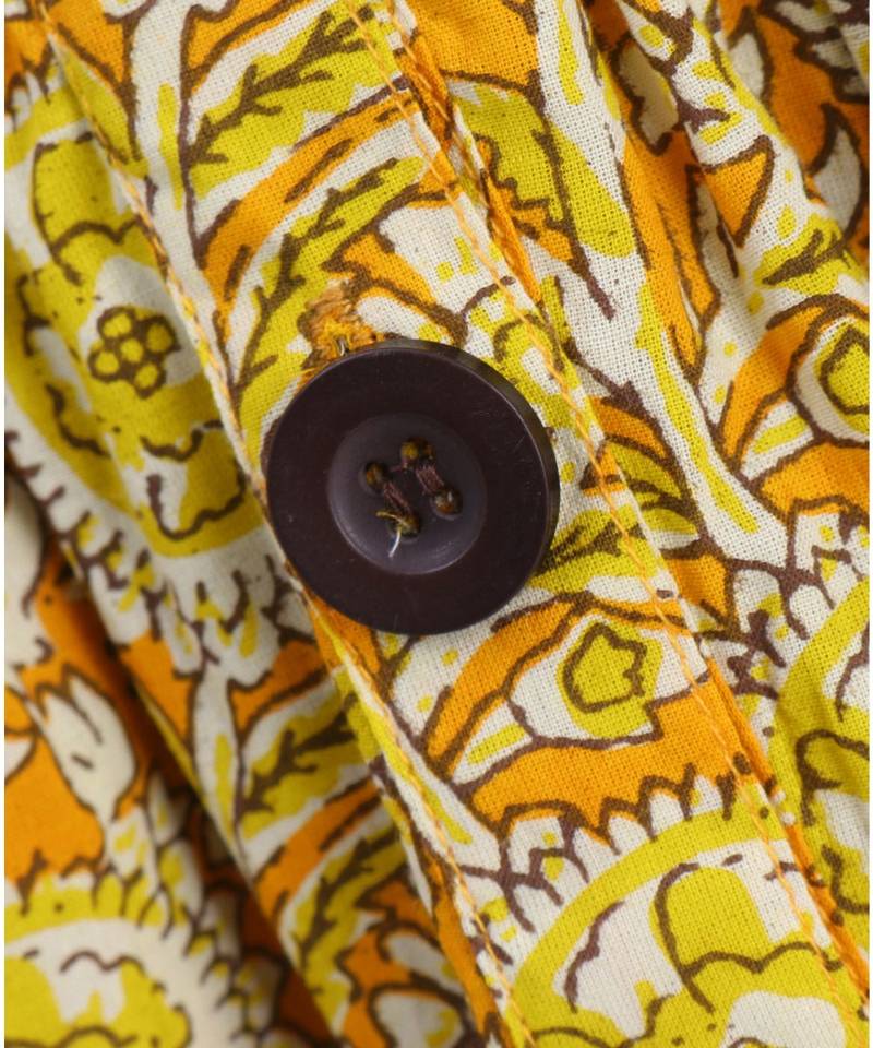 yellow cotton printed stitched   frock