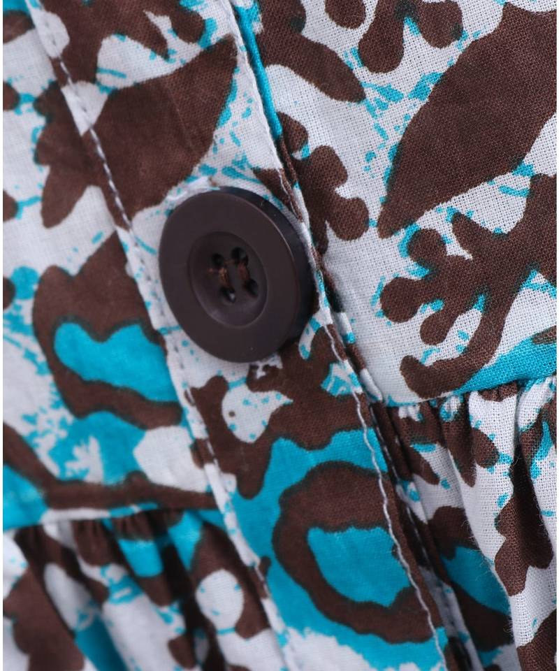 Blue cotton printed stitched   frock