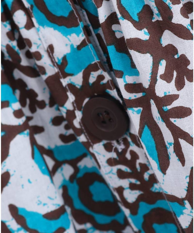 Blue cotton printed stitched   frock