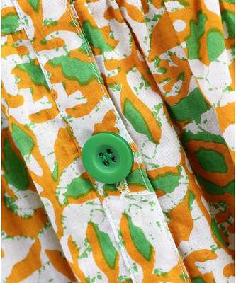 green cotton printed stitched   frock 8