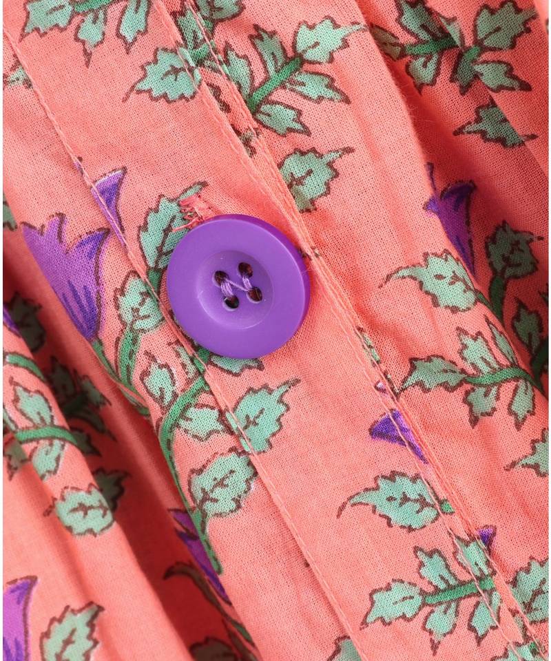 peach cotton printed stitched   frock