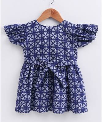 Blue cotton printed stitched   frock 5