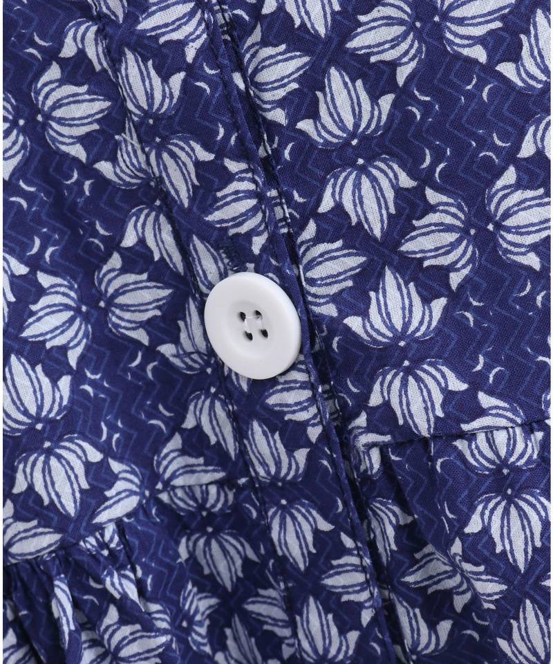 blue cotton printed stitched   frock