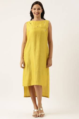 Yellow Silk High Low Dress