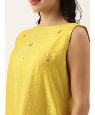 Yellow Silk High Low Dress 3