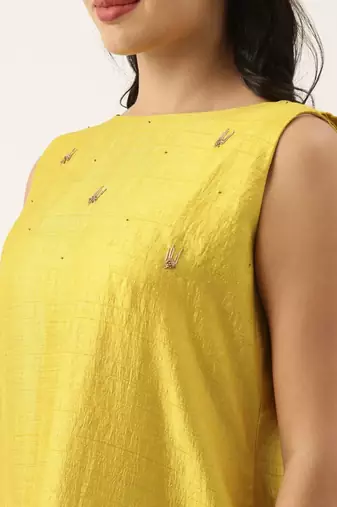 Yellow Silk High Low Dress