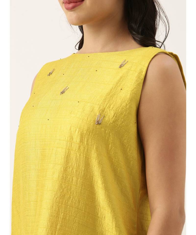 Yellow Silk High Low Dress
