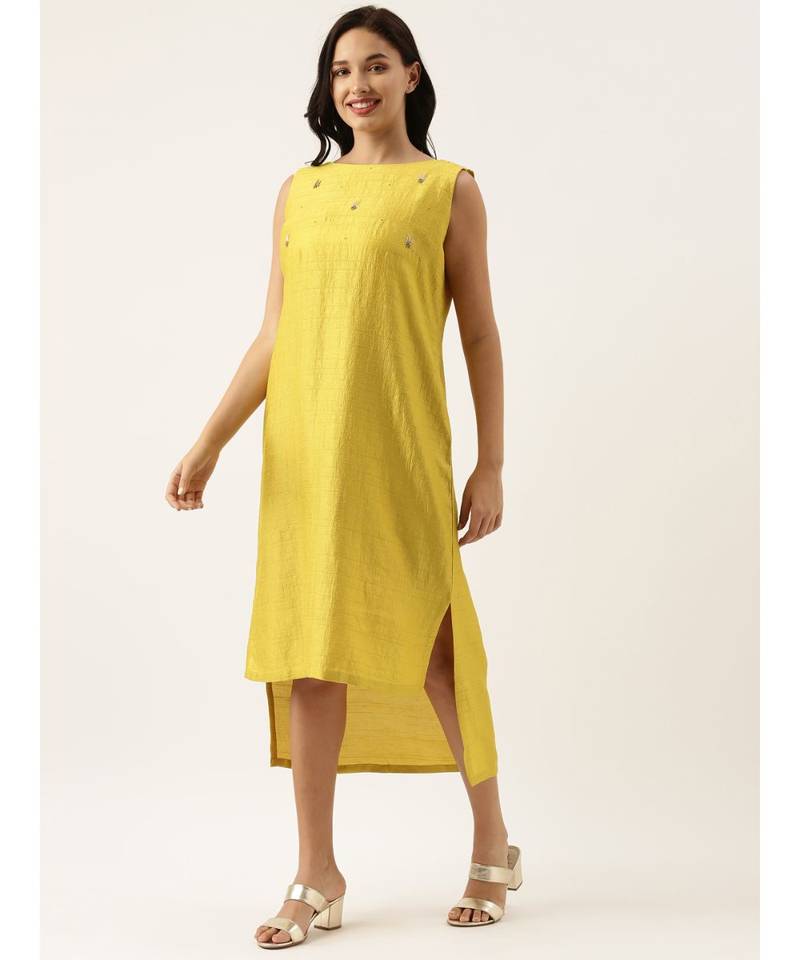 Yellow Silk High Low Dress