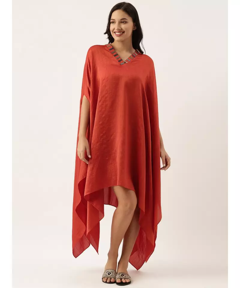Rust Orange Kaftan Dress