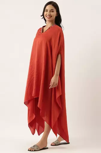 Rust Orange Kaftan Dress