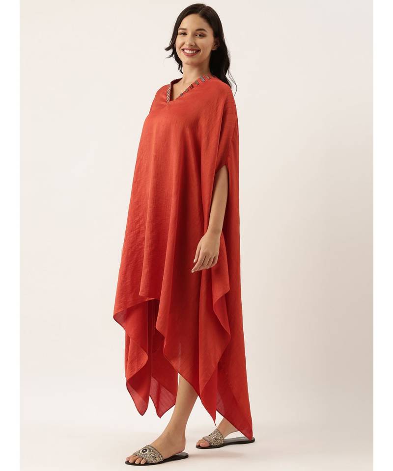 Rust Orange Kaftan Dress