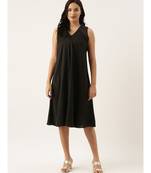 Black Sleeveless Crush Silk Dress