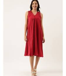 Red Sleeveless Crush Silk Dress