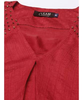 Red Sleeveless Crush Silk Dress 2