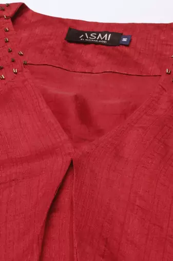 Red Sleeveless Crush Silk Dress