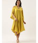 Neck Line Yellow Silk Dress