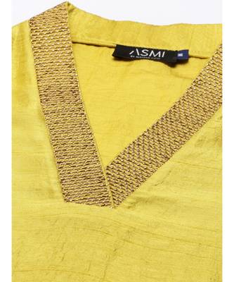 Neck Line Yellow Silk Dress 2