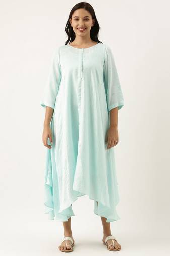 Aqua Blue Silk Polti Dress