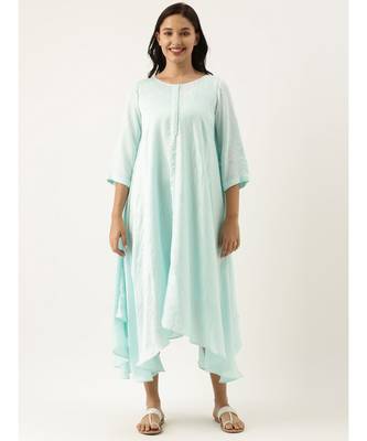 Aqua Blue Silk Polti Dress 1