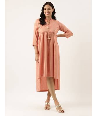 Pastel Pink Sequened Silk Linen Dress 1