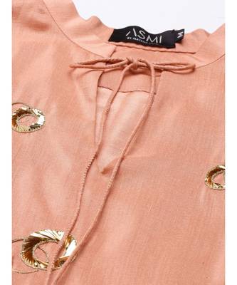 Pastel Pink Sequened Silk Linen Dress 2