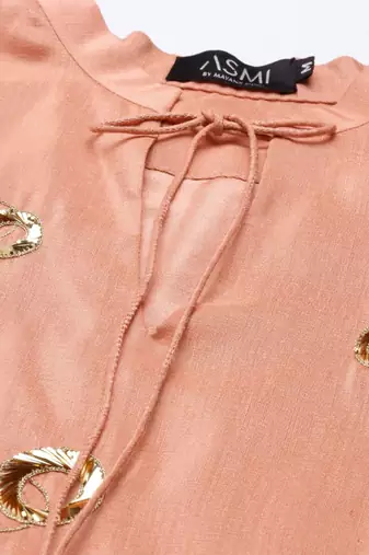 Pastel Pink Sequened Silk Linen Dress