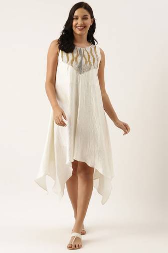 White Sequened Silk Dress