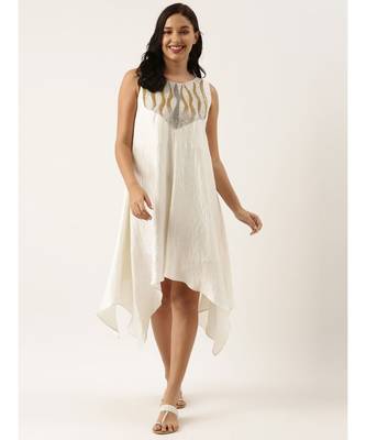 White Sequened Silk Dress 1