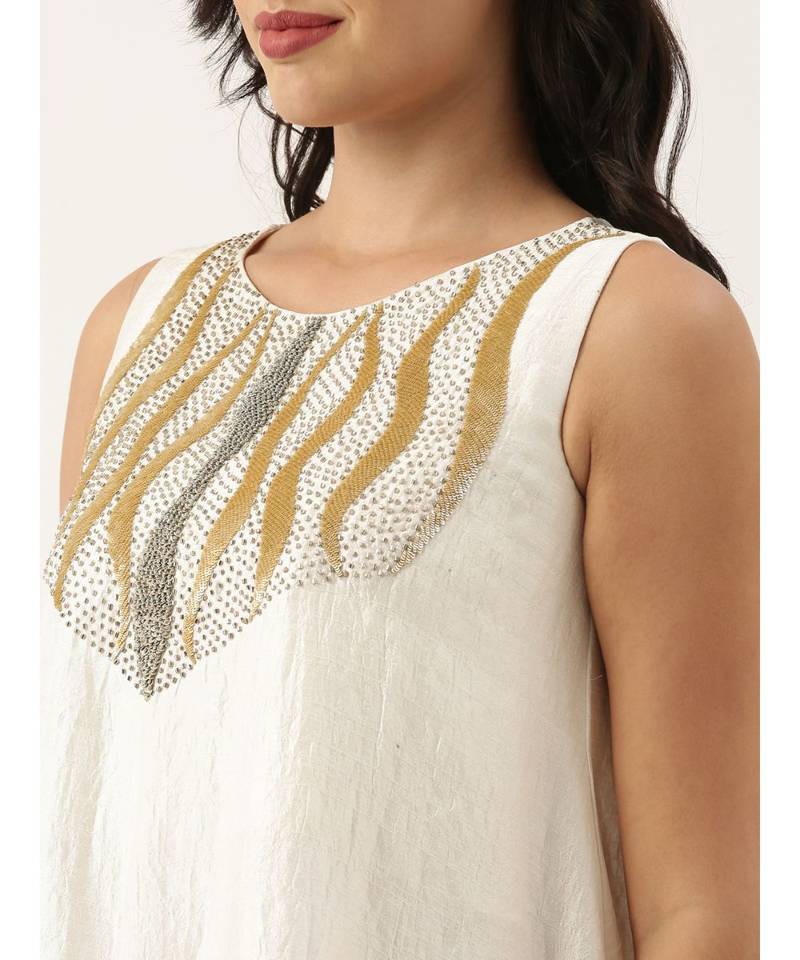 White Sequened Silk Dress