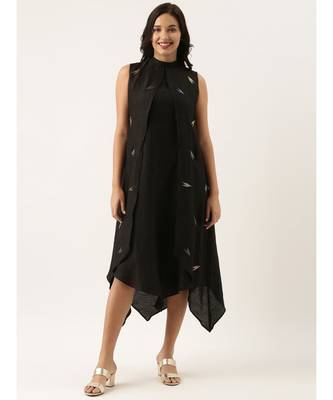Black Silk Double Layer Dress 1