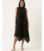 Black Silk Double Layer Dress