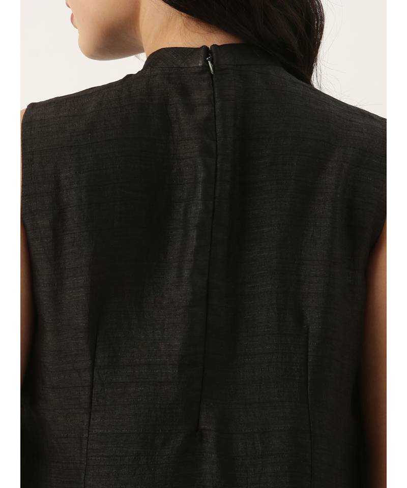 Black Silk Double Layer Dress