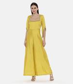 Brown Silk Emb Jumpsuit