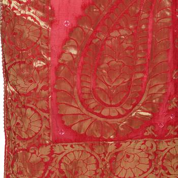 Red Banarsi Silk Zari Dupatta 4