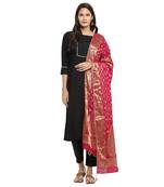 Magenta Banarsi Silk Zari Dupatta