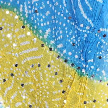 Yellow Blue Cotton Bandhej Dupatta 2