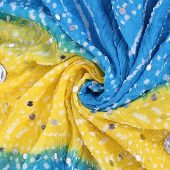 Yellow Blue Cotton Bandhej Dupatta 3