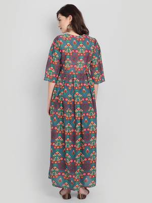 Multicolor printed cotton maxi-dresses 3