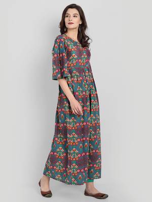 Multicolor printed cotton maxi-dresses 4
