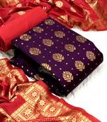 Purple jacquard banarasi silk salwar