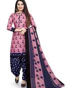 Pink cotton stitched printed   Top and Bottom with Dupatta